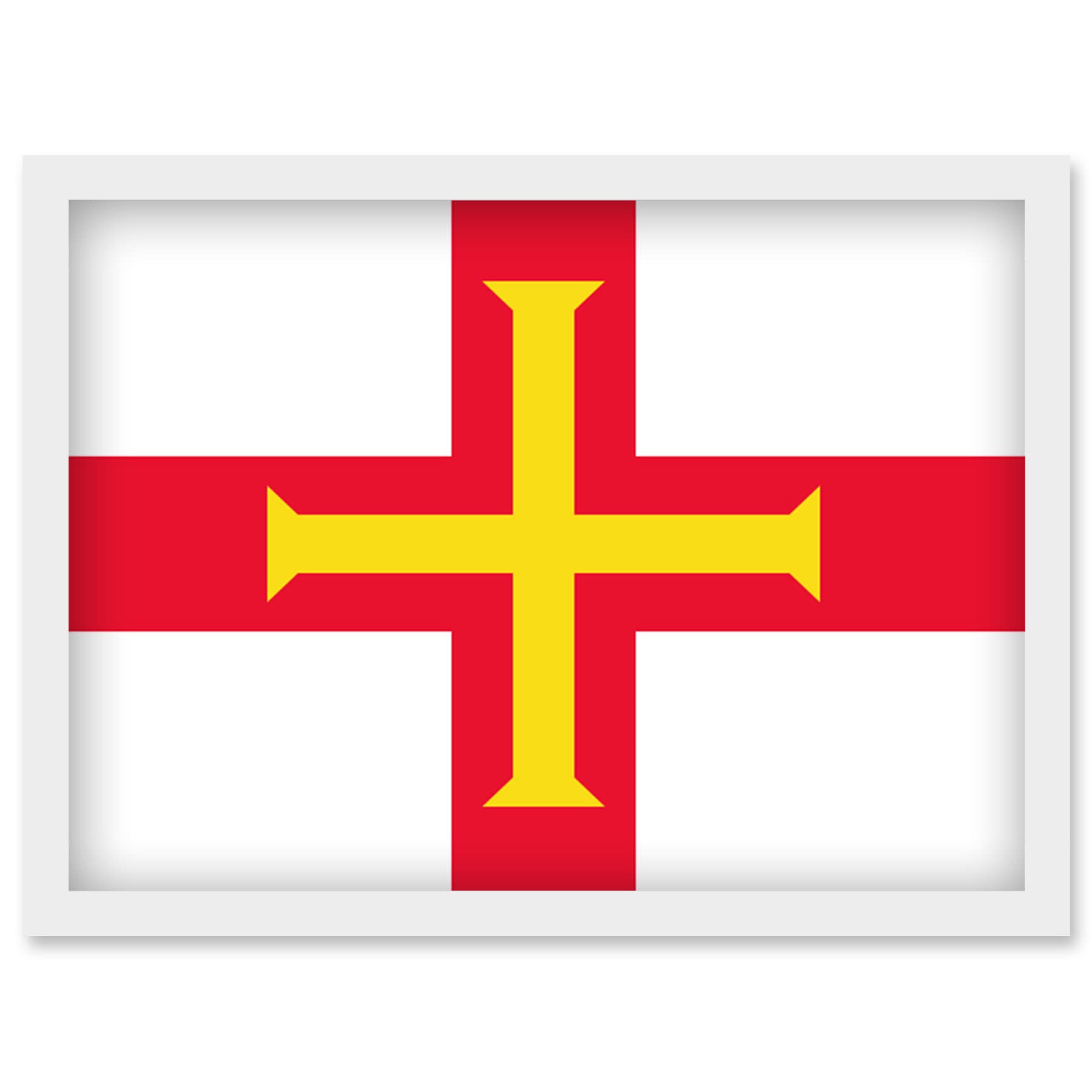Artery8 Guernsey National Flag Patriotic Vexillology World Flags Country Region Poster Artwork Framed Wall Art Print A4