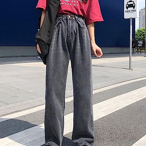 Womens Relaxed Straight Leg Jeans Y2K Teen Girls High Waist Casual Button Trendy Vintage Boyfriend Stretch Fit Jeans3
