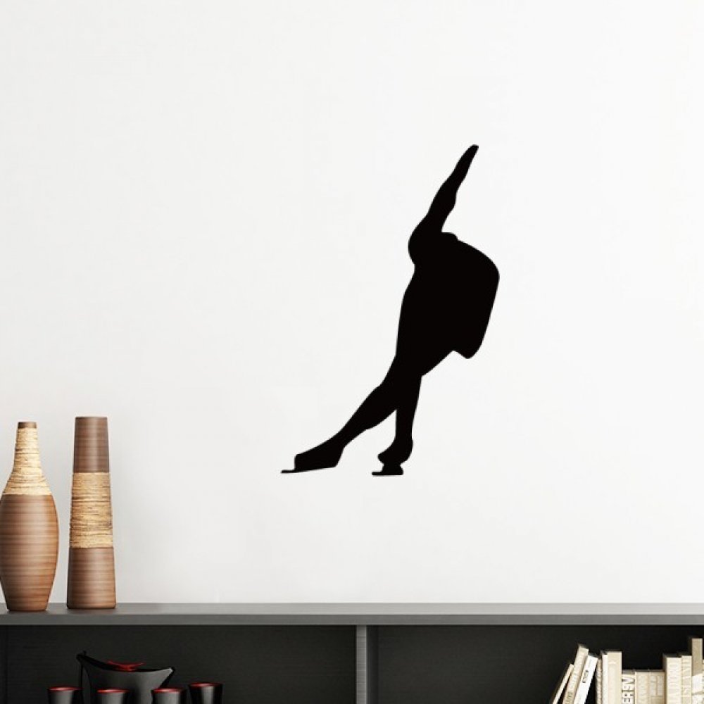 Sticker patinage à roulettes silhouette 60cm jaune clair pour déco murale de chambre