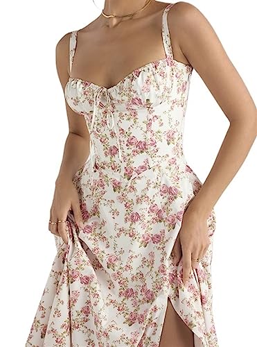 Vestido Com Corpete Vestido Com Gola Quadrada E Sem Mangas Vestido Com Corpete Feminino Floral Midi