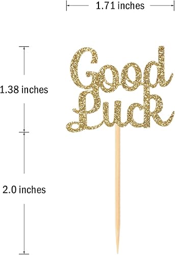 Miniatura 2 de 24 piezas de purpurina dorada clara We Will Miss You - Decoración para cupcakes de buena suerte, corazón para decoración de mesa de fiesta