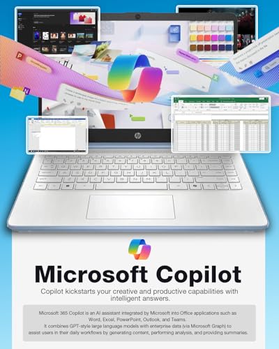 Image of HP 2025 Laptop for Business & Student - Windows 11 Pro & Microsoft Office Lifetime | 14 inch HD | Intel Quad-core CPU | 16GB RAM, 128GB UFS, 256GB Micro SD | Sleek Design Light Computer | Sky Blue