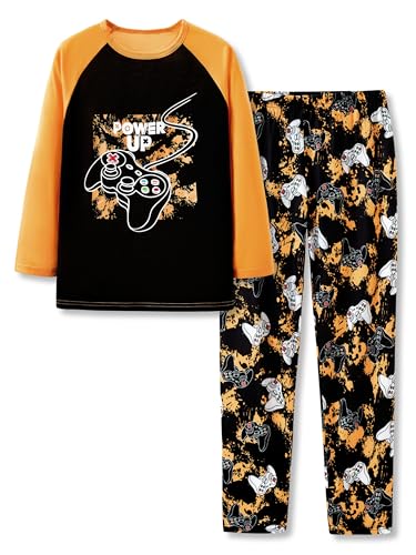 Image of Tebbis Boys Comfy Trendy Print Long Sleeve & Pants Pajama Set Sizes 6-18
