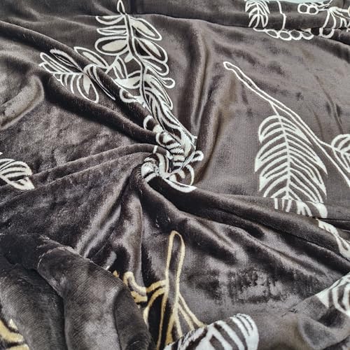 Image of Winter Premium Flannel Velvet Warm Duvet Cover Quilt Cover | Rajai Cover | Blanket Cover | Comforter Cover Single Size 60x100 inches Woollen (Brown Golden Leaf, Single Bed)