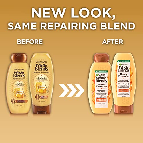 Garnier Whole Blends Honey Treasures Repairing Shampoo And Conditioner Set For Dry, Damaged Hair, 22 Fl Oz (2 Items), 1 Kit (Packaging May Vary) #TOP1