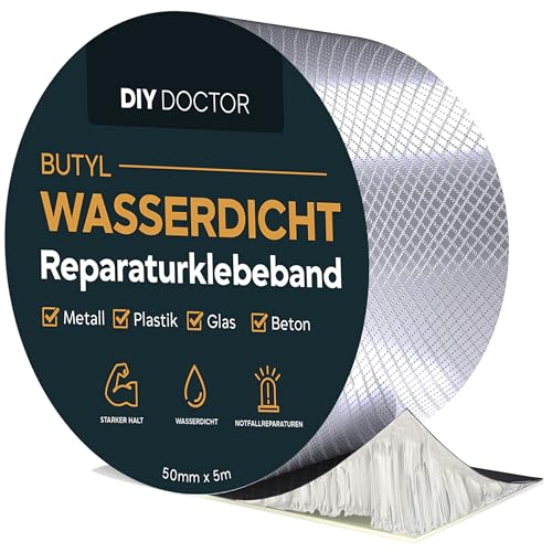 DIY Doctor Butylband 50mm x 5m Aluminium Wasserdichtes Reparaturband für Dachlecks Robustes Outdoor-Dichtungsband