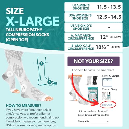 Image of BraceAbility Compression Socks for Circulation - (2 Pairs) 20-30 mmHg Knee High Neuropathy Open Toe Stockings for Varicose Veins, POTS, Restless Leg, Toeless Support for Men or Women (XL - Gray)