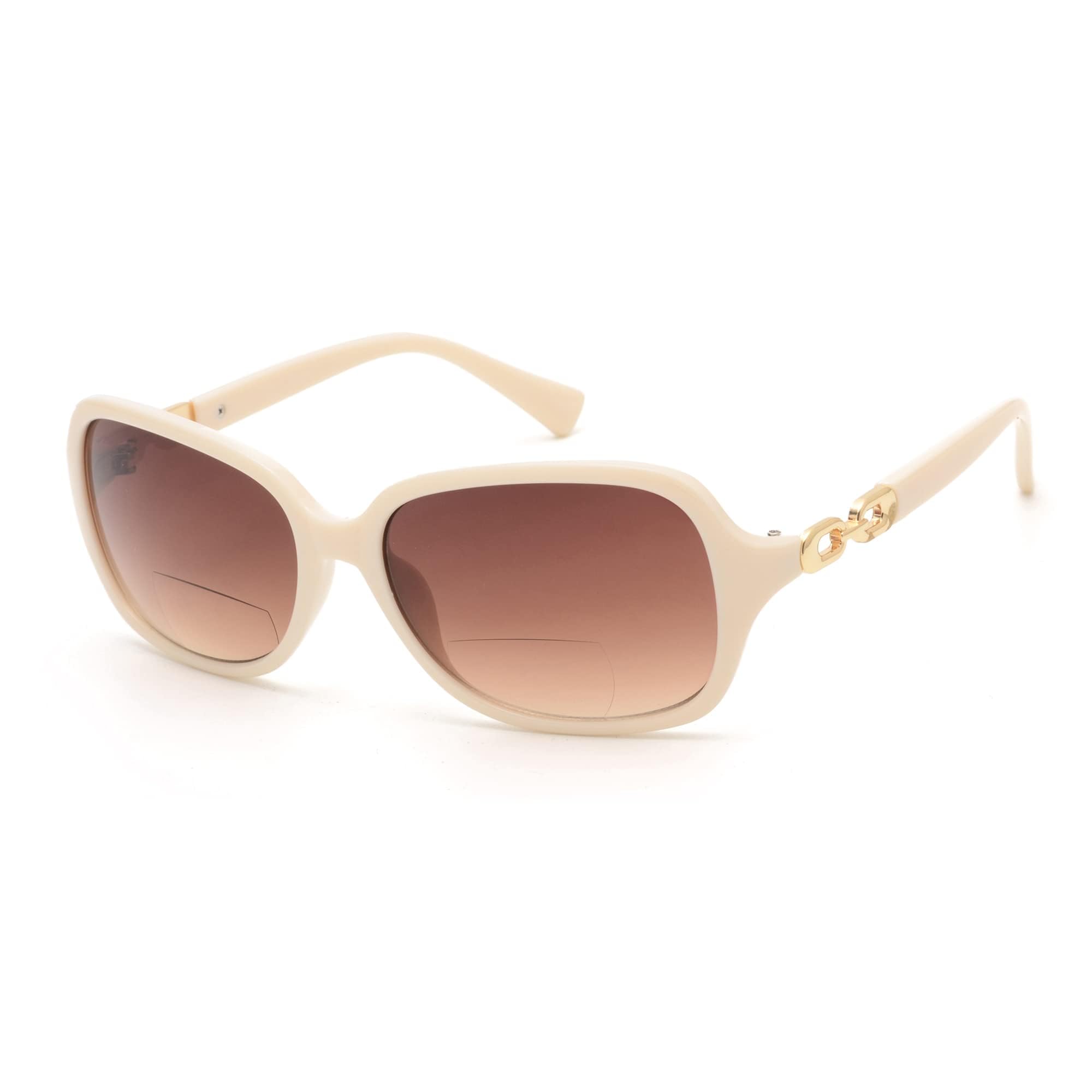 JM Bifocal Reading Sunglasses for Women Vintage Reader Glasses UV Protection Outdoor Beige +1.0