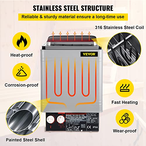 Vevor Sauna Heater 2Kw Dry Steam Bath Stove 110V-120V With Internal Controller For Max.105.9 Cubic Feet Home Hotel Spa Shower #TOP2