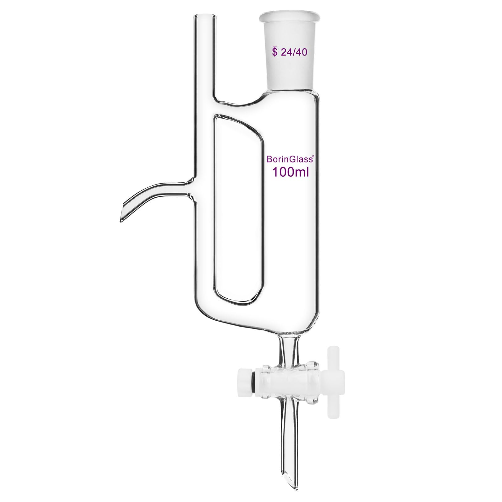 BorinGlass Separatore acqua olio con joint 24/40, imbuto in vetro borosilicato per una separazione precisa del liquido, 100 ml