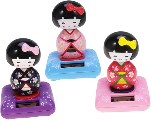 NOLITOY Juguetes de baile de coche con energía solar, kimono, muñeca sacudida, juguete de coche, quimono solar, muñequera, cabezas de burbujas,