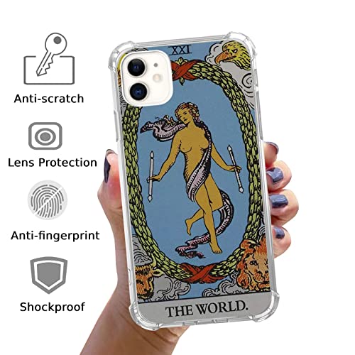 Tarot Card The World Case Compatible With Iphone 12 And Iphone 12 Pro, Vintage Vibe Tarot Card Case For Iphone 12 And Iphone 12 Pro For Teens Men And Women, Trendy Cool Tpu Bumper Phone Case Cover #TOP1