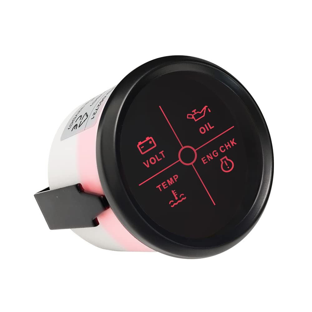 Misuratore di allarme motore universale 4LED 2"(52mm) 12V 24V con retroilluminazione per trattori moto