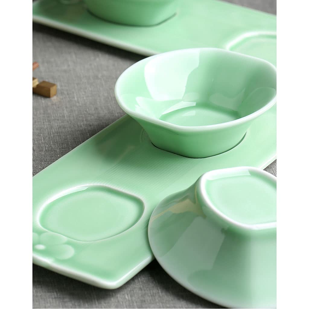 Soßenschale, Sojasoßenschale, 3-teiliges Set, Tablett mit 2 Fächern, Servierschale für Dip-Soßen für Essig, Sushi, Ketchup, Vorspeisen, Gewürze, Servierschalen, Dip-Schalen (A)