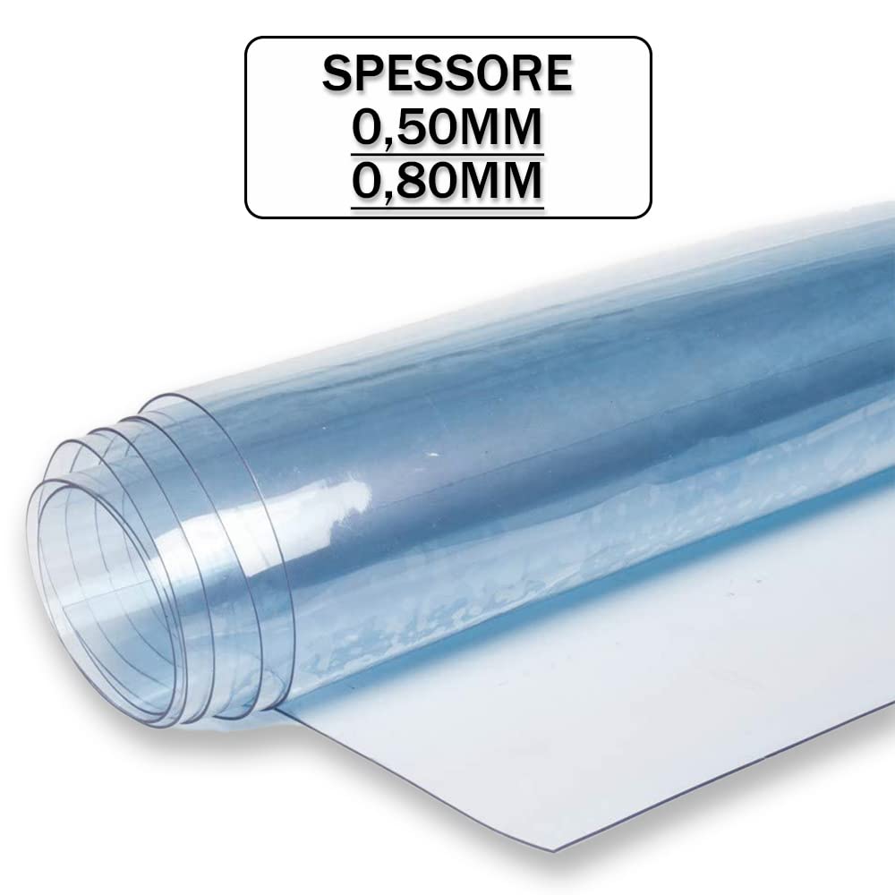 Telo PVC Trasparente Plastificato Morbido - Finestre Cristal - Lastre Rivestimento Cucina Impermeabile - Pellicola di Vetro su misura - Interni ed esterni