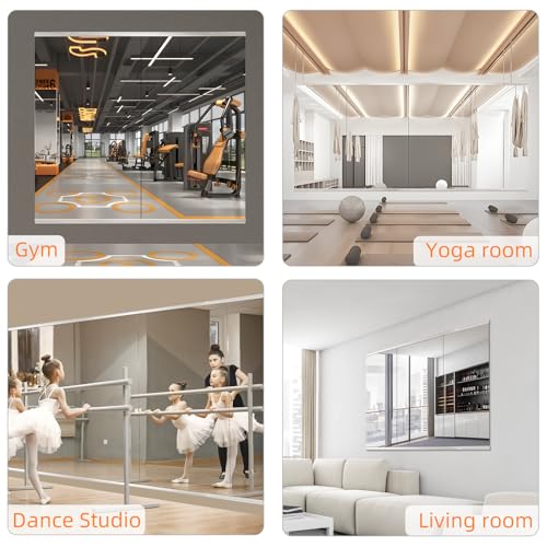 3Pack 56X16 Inch Home Gym Mirror, Wall Mounted Large Frameless Tempered Glass Mirror, Idea for Gym, Yoga, Bedroom, Dance Studio, Living Room