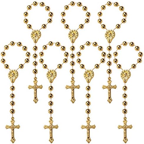 12 Pc rose plastic rosary baptism favors different colors mini rosary/plastic rosary Recuerditos De Bautismo/baptismal favor/Finger Rosaries By San Joaquin Creations (Cross-gold)