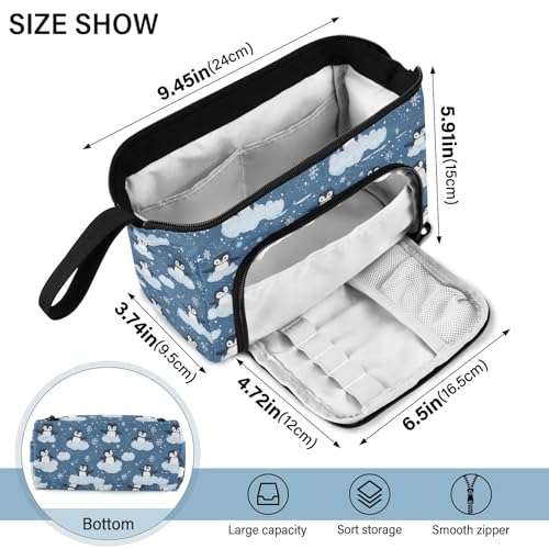 Image of Penguin Cute Pencil Case Large Capacity Pencil Pouch, Handheld Pen Bag Cosmetic Portable Gift for Office School Teen Girl Boy Men Women Adult Pencil Storage Organizer