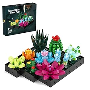 Succulents Building Sets, Costruisci un Pezzo da Esposizione di Piante Grasse Per la Casa o L’ufficio, Regalo per la Mamma della Fidanzata, Compatibili con Lego Succulents 10309 (682 pezzi)