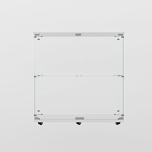 Miniatura 271 de Vitrina de cristal con 4 estantes con tira de luces LED y cerradura, vitrina de vitrina con ruedas y 1 puerta, vitrina de vidrio templado para sala