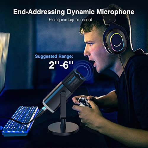 Fifine Xlr/Usb Dynamic Microphone For Podcast Recording, Pc Computer Gaming Streaming Mic With Rgb Light, Mute Button, Headphones Jack, Desktop Stand, Vocal Mic For Singing Youtube-Ampligame Am8 #TOP6
