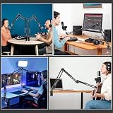 Jubor Stojak na mikrofon biurkowy, ramię mikrofonu biurkowego ze śrubą 3/8" do 5/8", regulowany uchwyt mikrofonowy z zaciskiem do montażu na stole, idealny do transmisji na żywo