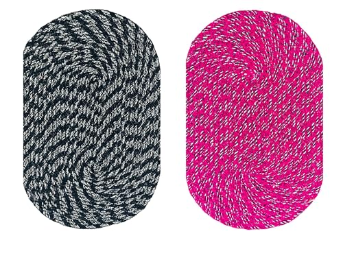Image of Doormat for Kitchen|Handmade Cotton Doormat | Quick Dry, Washable Door Mat for Home, Bathroom & Bedroom (33X53 CM)(Black-Pink)