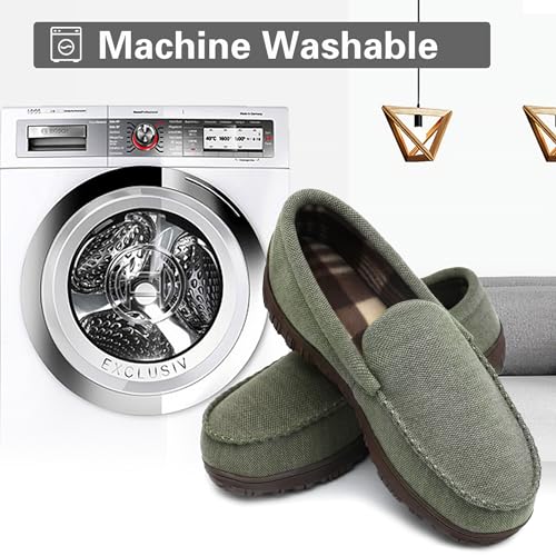 Image of shoeslocker Mens Slippers Microsuede Moccasin Memory Foam House Shoes green 14, 3haogreen-14