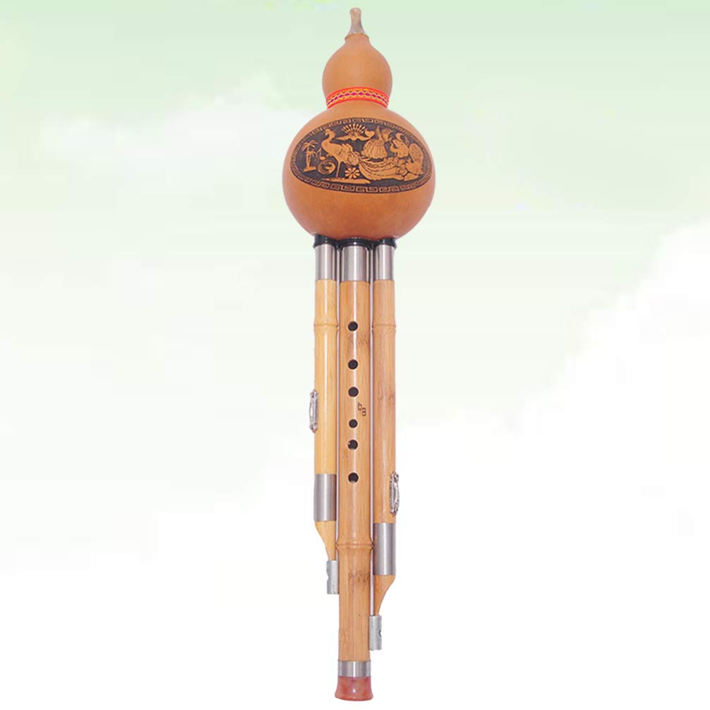 EXCEART Ethnisches Instrument C-taste Hulusi Hulusi-musikinstrument Folk-bawu-flöte Chinesischer Kürbiskürbis Hulusi Kürbisflöte Chinesische Hulusi China Liebhaber Röhrenförmig Hölzern