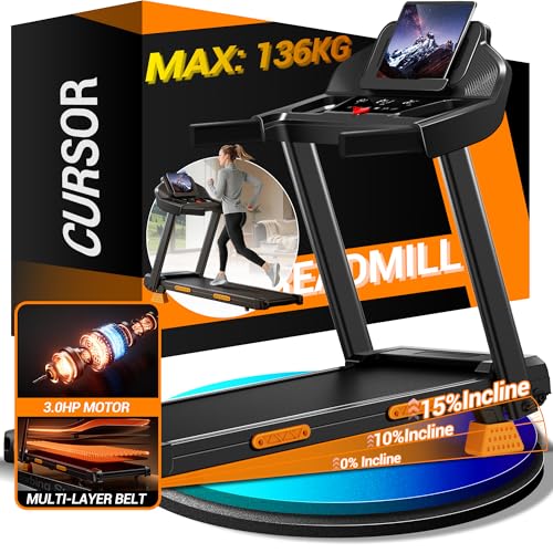 LONTEK Cinta de Correr Plegable con Inclinación 9%, Cinta de Andar Plegable 12KM/H,Caminadora Electrica para Casa Equipado con un Motor de 3,0 CV y Pantalla LED,Soporte 136KG