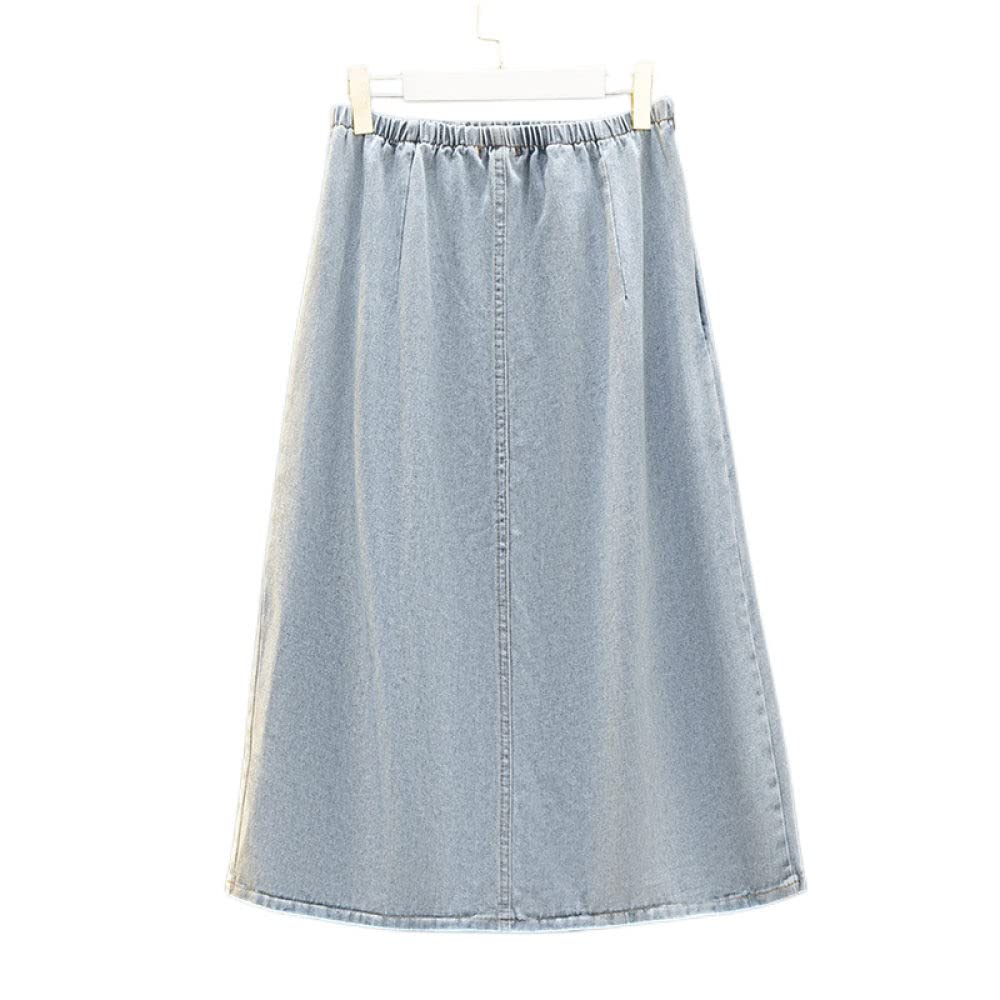 Gonne da Donna,Gonna Midi da Donna Gonna di Jeans A Spacco Irregolare A Vita Alta Elastica Blu Plus Size Gonne Lunghe di Moda A-Line Increspato per Ragazze Signore,3XL