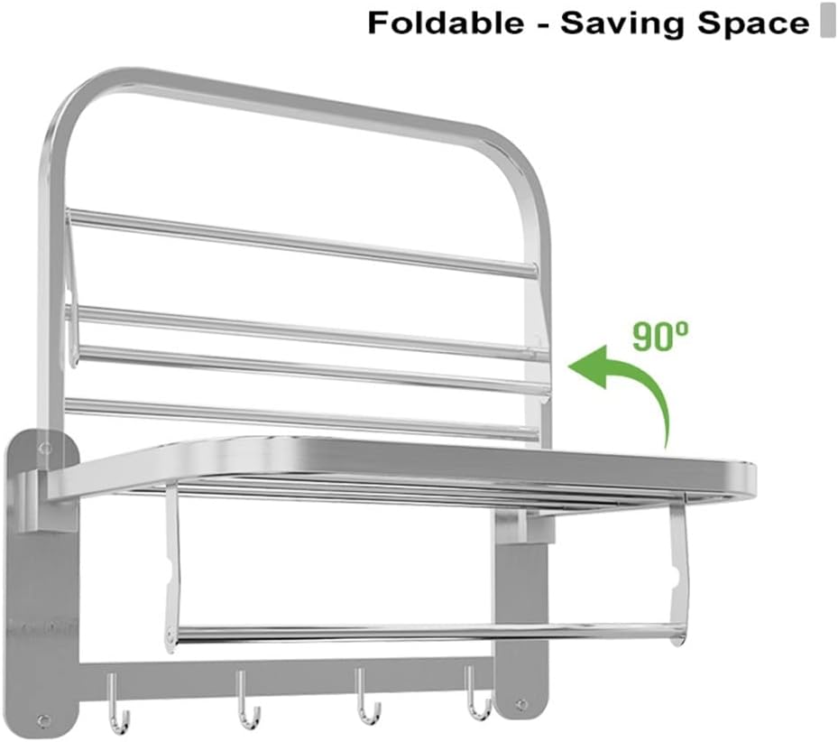 Towel Racks, Towel Rack Towel Racks Bathroom Towel Rack Wall Mounted Towel Holder 2 Ways Installation Towel Holder Rack with Bar Hooks Wall Mount Towel Shelf Bathroom Accessories Hardware Brushed/a/a