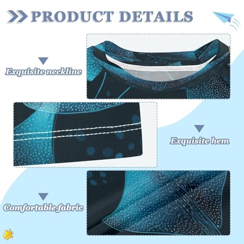 Boys Short Sleeve T-Shirts Stingray Ray Fishes Sea Rashguard Kids Swim Shirts Sun UPF 50+3