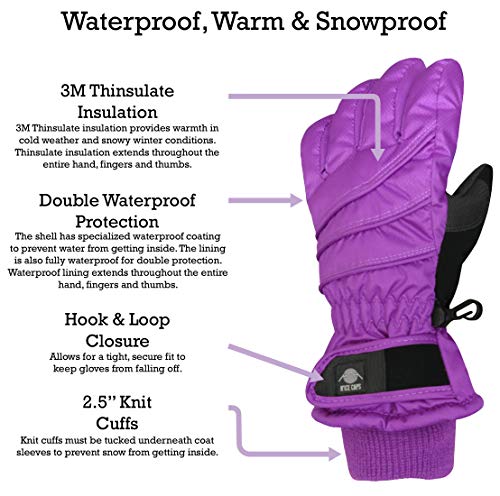 Image of N'Ice Caps Kids Waterproof Winter Thinsulate Warm Gloves | Boys and Girls Snow Ski Gloves with Durable Grippers on Palms, Fingers and Thumbs, 3M Insulation Ideal for Cold Weather