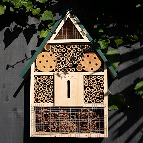 Pelle & Sol Eco-Friendly Bee House | Bug Hotel for Bees, Butterfly, Insect | Kid Friendly Weather Resistant Hanging Bee Hotel Bamboo Nesting Habitat | Bug House Garden Decor & Nature Gifts for Kids - Image 8