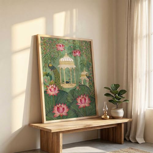 Image of kotart Madhubani Art Wall Painting Traditional Home Decoration With Frame For Living Room Bed Room Hotel Wall Decor Digital Reprint (19x25 inch)