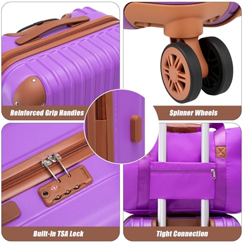 Image of Cosbarn Luggage Sets 5 Piece Suitcases with Wheels, Suitcase Set ABS Hard Case Luggage with TSA Lock Spinner Wheels Durable Travel Luggage