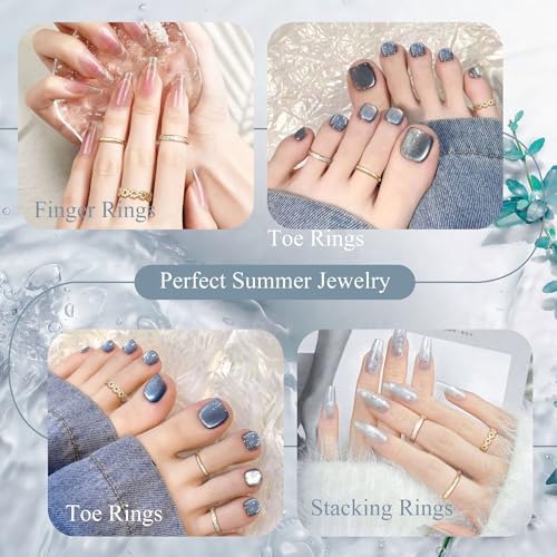 Jstyle 3PCS 14K Gold Filled Toe Rings for Women Adjustable Gold Toe Ring Set Open Band Simple CZ Daisy Flower Toe Rings Hawaiian Summer Beach Foot Jewelry for Women3