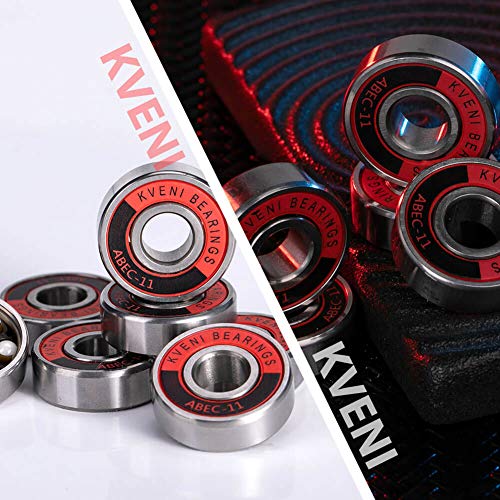 KVENI Premium Skateboard Bearings, Ceramic Ball 608-2rs Bearing – Precision Fask Spin ABEC 11 Bearings for Longboard, Quad Skate, Inline Roller Blades, Scooters, Spinners, fingertip, 8 Pack