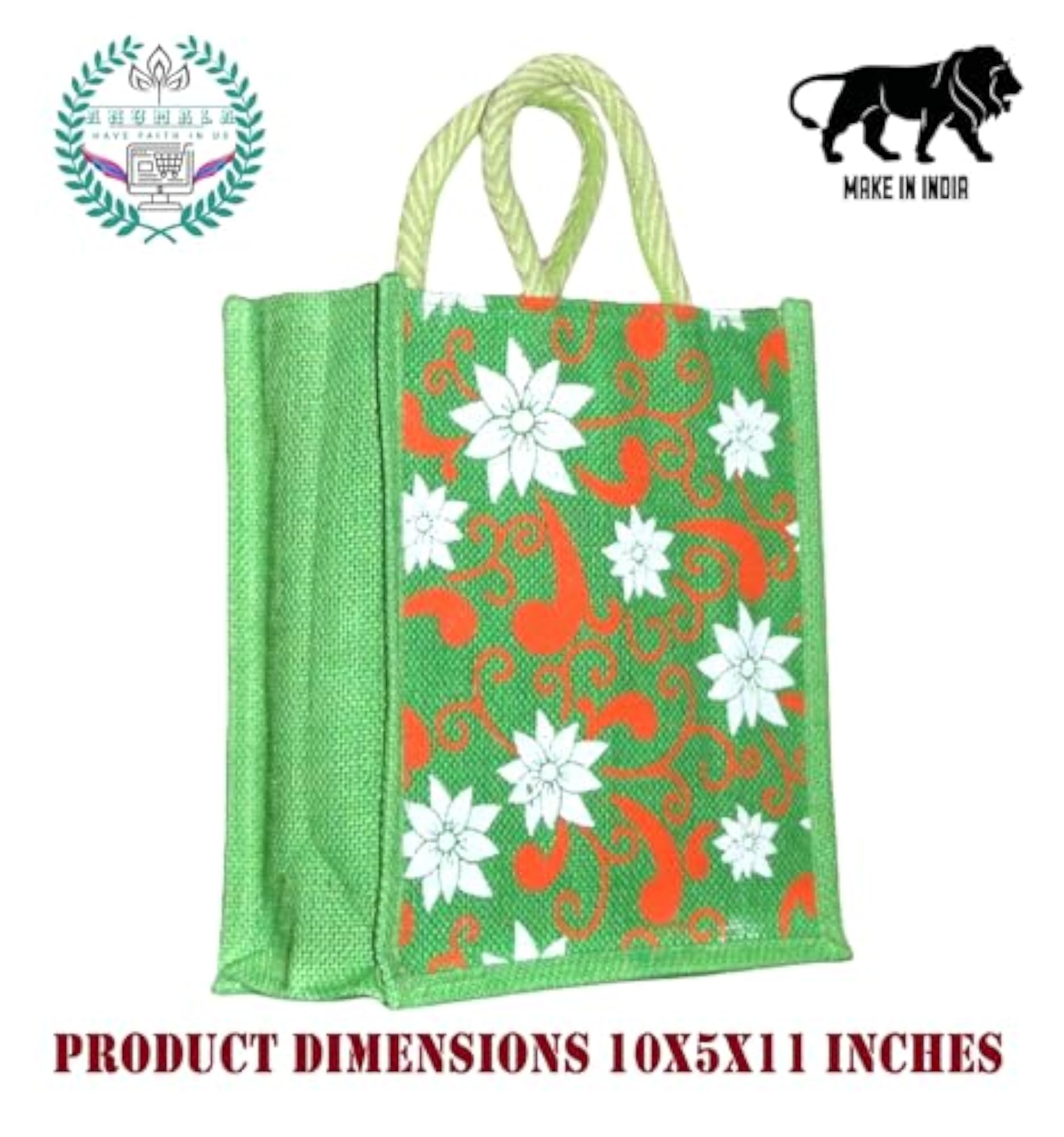 Eco-Friendly Jute Tote Bag, Beautiful Print