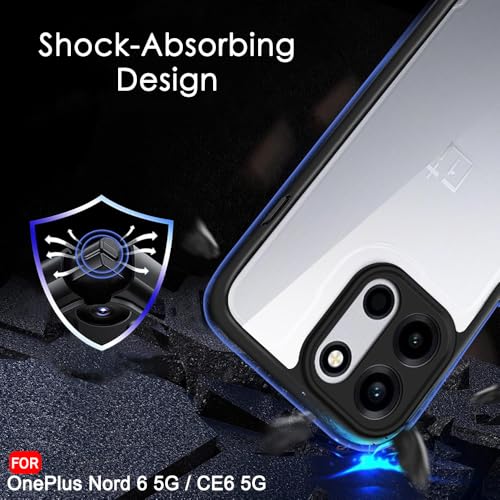 Image of TheGiftKart for OnePlus Nord 6 5G / CE 6 5G Case | Hard Clear Back Cover | Non-Yellowing Back | Camera & Screen Protection | Hybrid Protective Transparent Back Cover (PC & TPU, Black Sides)