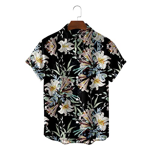 Chemise de plage pour hommes avec imprimé vintage noir et blanc