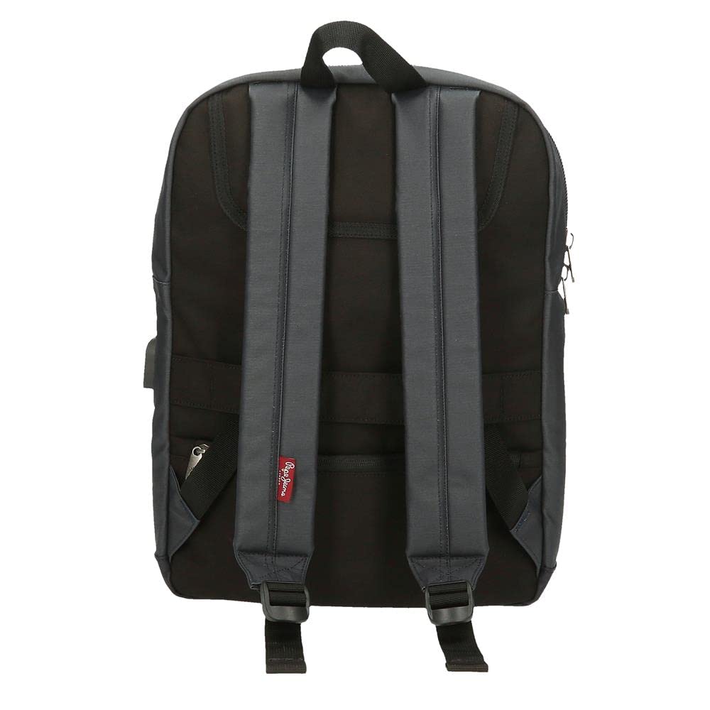 Pepe Jeans Hackney Mochila para Portátil Adaptable 15,6" Gris 28x40x14 cms Algodón, Poliéster y PU.