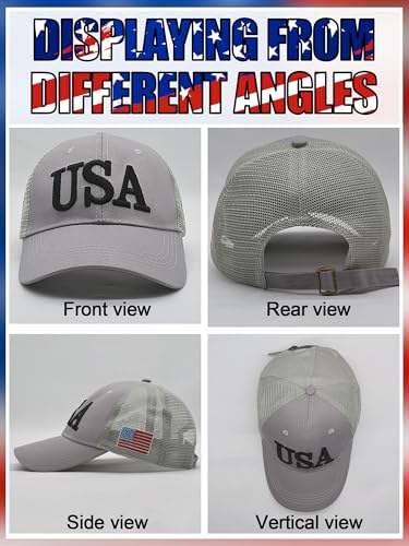 Image of 4Pcs USA Hats for Men Patriotic Hat Embroidered American Flag Baseball Cap | Classic USA Hat & USA Cap Set | 100% Cotton | American Flag Hats for Men Women | Adjustable Baseball Cap for Daily Wear