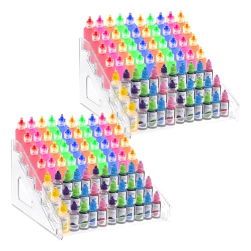 Image of 2 Pack Clear Acrylic Paints Organizer (7 Tier), Paints Bottle Organizer, Acrylic Paint Storage Organizers, Craft Paint Organizers Rack for Alcohol Inks and Food Coloring