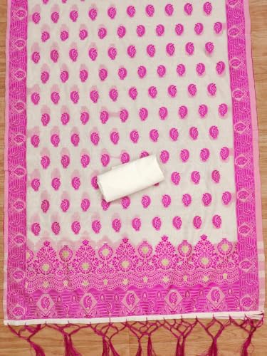 Image of Handloom Banarasi Cotton Unstitched Salwar Suit with Dupatta, 50 Inch Length, Women's Unstitched Salwar Suit Dress Material with Dupatta, Unstitched Salwar Suit Set