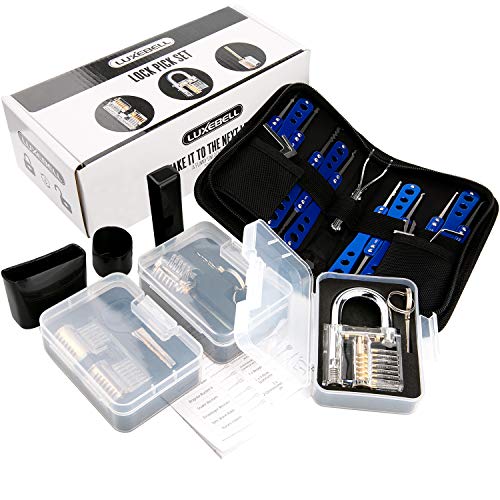 Luxebell Lock Picking, 33 PCs Dietrich Set mit 3 transparenten Übungsschlössern bieten 4 Schwierigkeitsstufen für Anfänger und Schlosserausbildung - Image 7