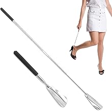 2 Stk Schuhlöffel, Lang Schuhanzieher edelstahl, Teleskopisch 25 cm~63cm Schuhanzieher ausziehbarer Metall für Herren, Damen, Kinder, Senioren Schuhanzieher