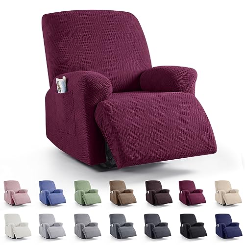 KinCam Recliner Chair Covers, Stretch Reclining Cover, Burgundy