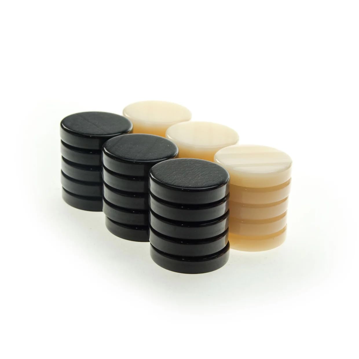 Manopoulos Lot de 30 pierres de backgammon en acrylique style nacre Noir et blanc ivoire – Ensemble premium fait à la main en Grèce par des experts, taille moyenne 26 mm – Adultes, 14 ans et plus